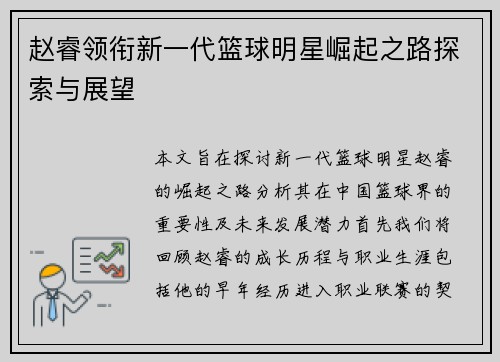 赵睿领衔新一代篮球明星崛起之路探索与展望